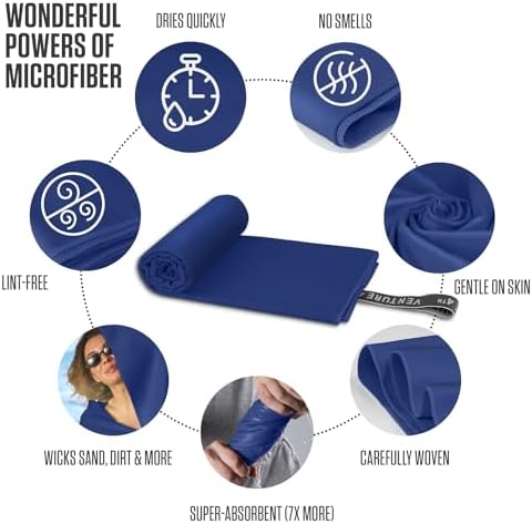 VENTURE 4TH Quick Dry Microfiber Towel for Camping & Gym - Navy Blue Medium
