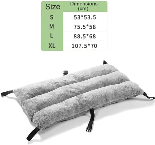 Plush Dog Bed Mat, Washable Pet Cushion with Secure Straps, Non-Slip Kennel Pad for Small Medium Large Dogs, Cozy Fluffy Puppy Bed for Crate, Car, Home (Grey Plush Mat, S)