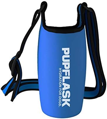 Tuff Pupper PupFlask Insulated Neoprene Dog Water Bottle Holder Sling with Wide Adjustable Shoulder Strap, Great for Travel, Walking, Hiking, Portable Pet Water Bottle Holder (27 OZ, Nebulas Blue)