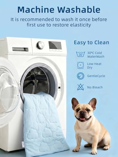 Huafly Dog Cooling Mat,Dual-Sided Cooling Mat for Dogs–Cooling Fabric for Summer,Velvet for All Seasons–Portable for Crate,Car Seat,Sofa&Floor,Machine Washable,Keeps Cats,Dogs&Puppies Cool,Cloud Blue