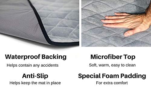 4Knines Extra Large Dog Crate Mat – Waterproof, Non-Slip, Machine Washable Crate Mat – Soft, Durable Kennel Mat for Dogs – Pet Bed for Crates, Travel or Home Use - Large (Grey)