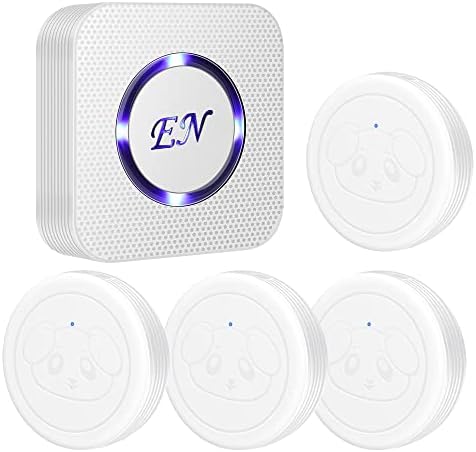 Dog Door Bell Wireless Doggie Doorbells for Potty Training with Waterproof Touch Button Dog Bells 1 Receiver and 4 Transmitters, White