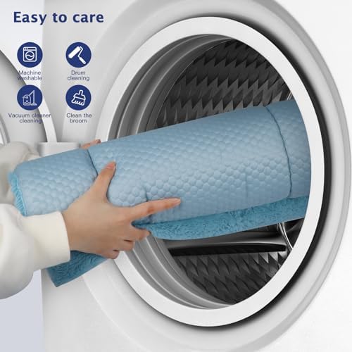 Dog Bed Mat, Crate Pad Reversible,Soft Kennel Pad, Washable Dog Crate Mat (Cool and Warm),Pet Sleeping Mattress for Small Medium Dogs XB009 (48''x30'',Blue)