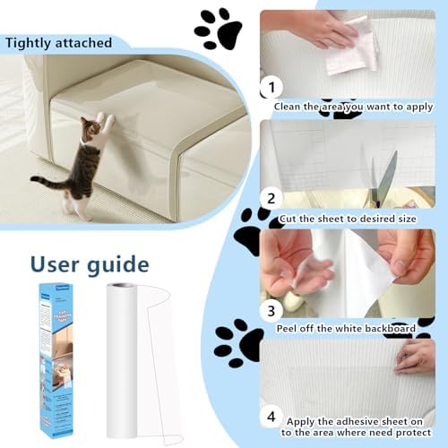 Cat Scratch Furniture Protector - 0.2mm Thick Clear PVC Couch Protector from (15.7inX118in（with 20 Twist Pins）)
