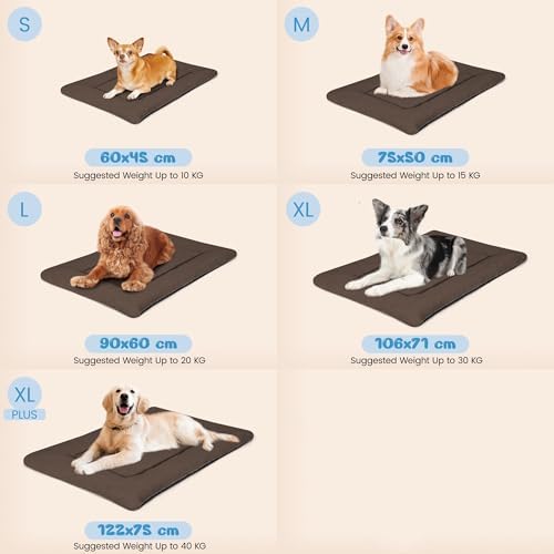 Dog Crate Pad, Washable Cozy Dog Bed Mat for Small Dogs 24"x18", Brown