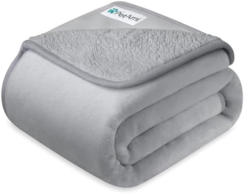 PetAmi Waterproof Dog Blanket Puppy Cat Small Couch Cover, 24x32 Light Grey