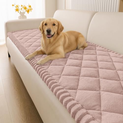 Smiry Non Slip Couch Cover for Dogs, Fuzzy Plush Pet Sofa Protector