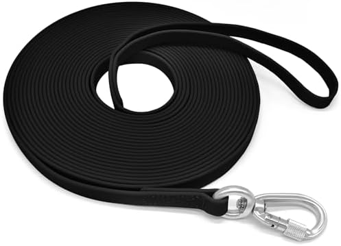 ZALER Long Dog Leash Waterproof Training Leashes 50ft 30ft 20ft 15ft 10ft 6ft, Odor Proof Recall Long Line Lead with Aviation Aluminum Carabiner Clip for Small, Medium, Large Dogs (30FT, Black)