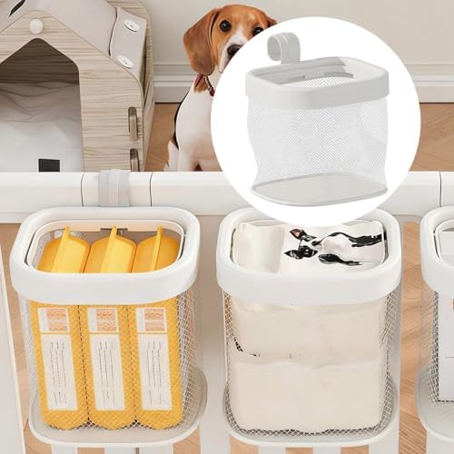 Dog Toy Storage Basket Pet Fence Storage Organizer Multifunctional Puppy Stuff Bin Crate Hanging Container Breathable PP Construction