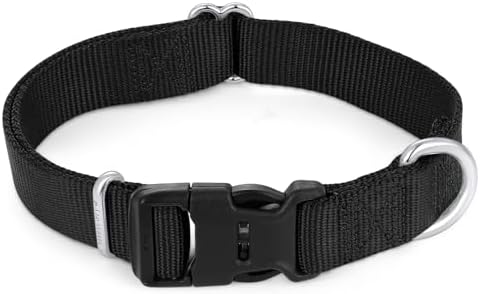 Mikivery Nylon Dog Collar with Quick Release Buckle Soft Adjustable Sturdy for Small Medium Large Dogs Black,L