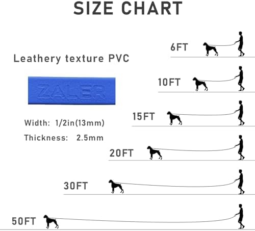 ZALER Long Dog Leash Waterproof Training Leashes 50ft 30ft 20ft 15ft 10ft 6ft, Odor Proof Recall Long Line Lead with Aviation Aluminum Carabiner Clip for Small, Medium, Large Dogs (30FT, Blue)