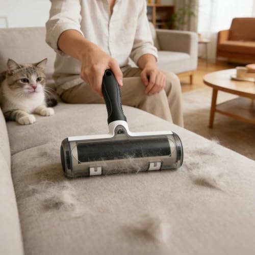 BISIA Reusable Self-Cleaning Pet Hair Remover Lint Roller, Cat & Dog Fur Removal Tool for Couch, Furniture, Carpet, Clothing, Bedding, Multi-Surface Portable Lint Remover