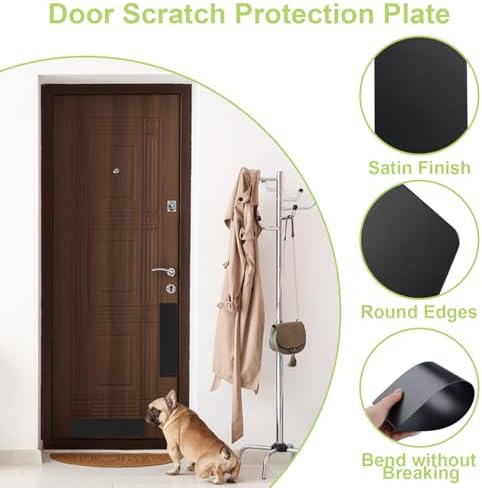 2pcs Door Scratch Protection Plates, Clear Door Protector for Dog Cat Scratching Anti-Scratch Base Cover for Wall Doors Cupboard(Matte Black, 41 * 10cm)