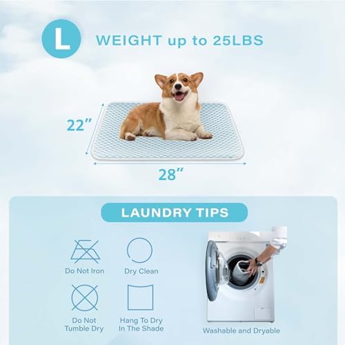 MICROCOSMOS Dog Sleeping Pad & Pet Cooling Mat- Breathable Bubble Surface, EZ Clean. Keep Cooling for Pets, Kids and Adults in Summer.(BlueWhite, 28" x 22")