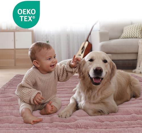 Waterproof Pet Blanket for Large Dogs & Cats - Reversible Calming Plush, Washable Furniture Cover for Couch, Bed, Car Seat, Blocks Leaks, Stains & Pet Fur (Pink, 60"x80")