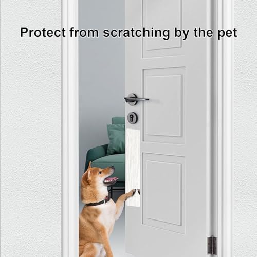 Dog Door Protector from Scratching, Steel Guard, White Oak Woodgrain 4"x16"