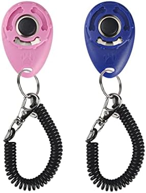 2 Pack Dog Training Clickers, Dog Clicker with Wrist Strap Dog Training Tools, Colorful and Lightweight Pet Clicker Training for Dogs Cats Puppy(Pink+Dark Blue)