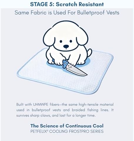 Petfelix FrostPro Dog Cooling Mat, Scratch Resistant Stain Resistant QMAX>0.5 Dog Cooling Pad for Small to Medium Dogs, Self Cooling Mat for Dogs, No Water or Electricity Needed, Blue, Medium, 26"x20"