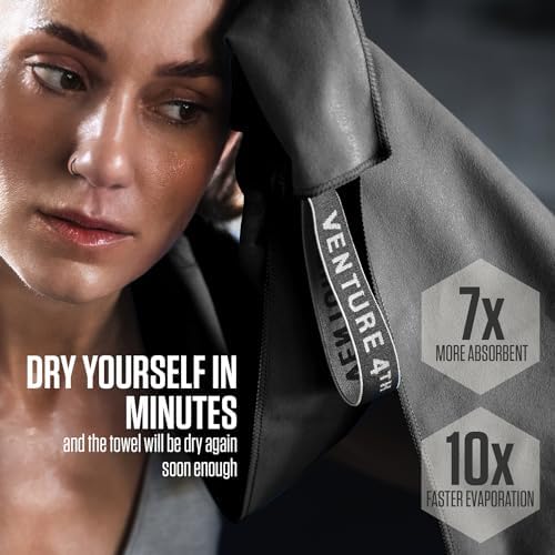 VENTURE 4TH Quick Dry Microfiber Towel for Camping & Gym - Charcoal XL