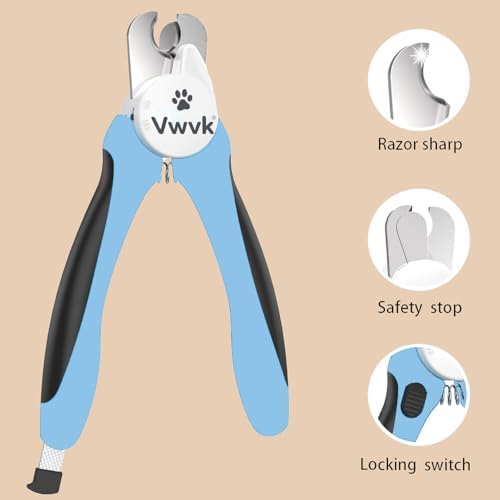 Dog Nail Clippers with Light, Professional Toenail Clippers for Thick Toenails, LED Illuminated Pet Nail Trimmer to See Bloodline, Safety Guard & Blade Lock, for Dogs & Cats