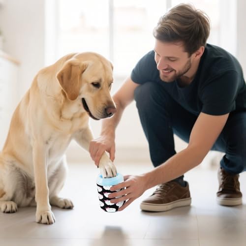 Halloween Cute Ghosts Dog Paw Cleaner Cup, Portable Paw Washer with Soft Silicone Brush, Pet Foot Cleaner for Small Medium Large Dogs Cats, 2.56x4.53 Inch