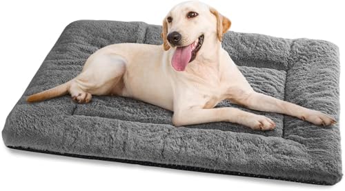 Dog Crate Pad, Washable Cozy Dog Bed Mat for Large Dogs 42"x28", Dark Gray