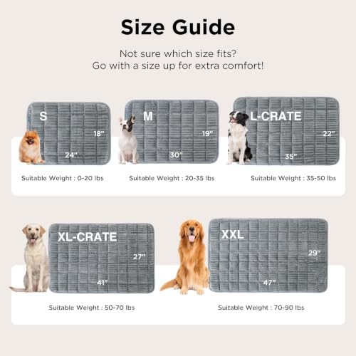Bedsure ComfyFleece™ Washable Dog Crate Pad,Soft Fluffy Small Pet Mat,24"