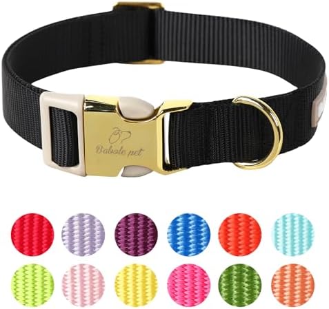 Nylon Dog Collar - Adjustable Black Soft Webbing Dog Collars for Small Medium Large Dogs Boy Girl Puppy Collar with Safety Metal Buckle XS