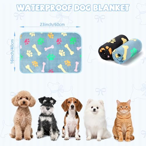 YUEPET 2 Pack Waterproof Dog Blankets, Washable Puppy Blankets 23 x 16 in