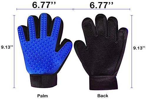 Magik 1-2 Pair Pet Dog Cat De-Shedding Brush Grooming Glove Massage Hair Fur Removal Detangle (1 Pair, Blue)