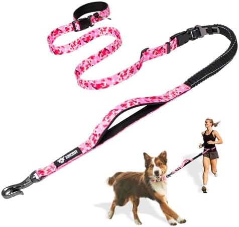 TSPRO Shock Absorbing Hands-Free Bungee Dog Leash with Car Safety Tether