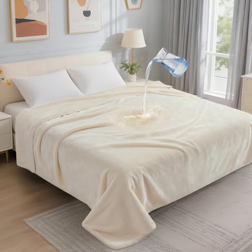 LOOBANI Waterproof Blanket for King Bed, Couch Cover 85" x 108", Beige