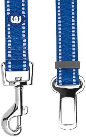 Blueberry Pet Essentials Pastel Color Reflective Dog Seat Belt Tether, Navy, Durable Safety Car Vehicle Seatbelts Leads Use with Harness