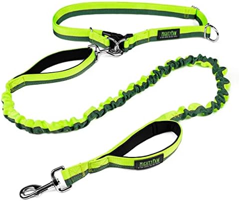 Mighty Paw Hands Free Dog Leash | Bungee Waist Leash for Dog Walking. Pet Running Hands Free Tether for Large, Medium & Small Breeds. Pet Waist Belt (36" - 48") Up to 150 lbs - Green