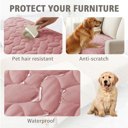 Ameritex Waterproof Pet Bed Cover Anti-Slip Dog Bed Blanket for Sofa and Furniture Waterproof New Pattern Design (Pink, 30x80 Inch (Pack of 1))