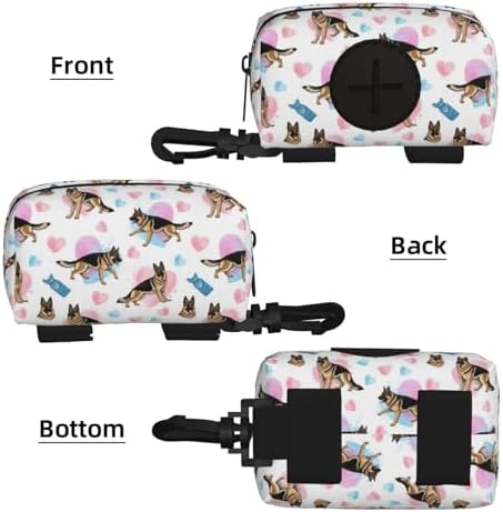 Waterproof Dog Poop Bag Dispenser Funny German Shepherd Love, Waste Bag Holder with Carabiner Clip