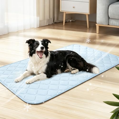 Buvlnee Dog Cooling Mat 2.0, 41x28in Portable Pet Cooling Mat for Dogs & Cats Q-Max>0.5, Durable Waterproof Washable Cooling Pad Non-Toxic