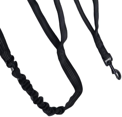 TOPINCN Hands Free Dog Leash, Shock Absorbing Adjusted Waist Belt (Black)