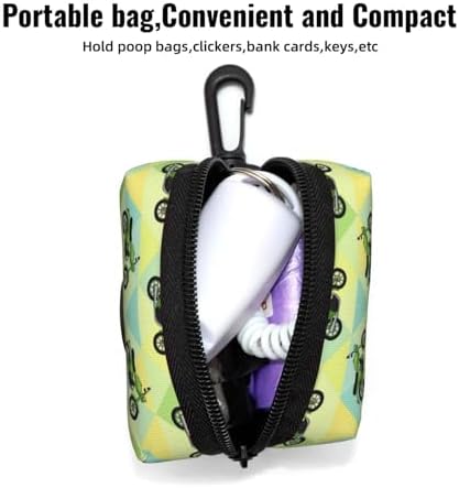 Pet Waste Bag Dispenser Motorcycle Motorbike Motor Bicycle Dirt Bike Mint Gree, Dog Poop Bag Holder with Carabiner Clip