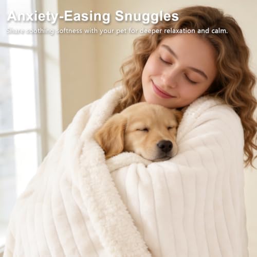 PERFEMET Waterproof Dog Blanket, Leakproof Pet Blankets for Small Medium Dogs Cats, Washable Reversible Corduroy Fleece Furniture Sofa Couch Cover Protector for Puppy Kitten, 30"x40", Cream Beige