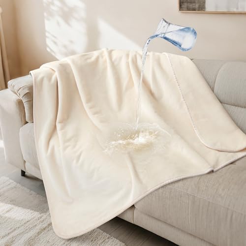 LOOBANI Waterproof Dog Blanket for Couch, Soft Couch Cover 50" x 60" Beige