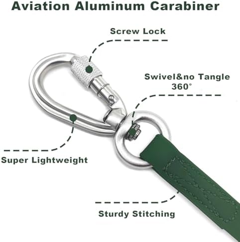 ZALER Long Dog Leash Waterproof Training Leashes 50ft 30ft 20ft 15ft 10ft 6ft, Odor Proof Recall Long Line Lead with Aviation Aluminum Carabiner Clip for Small, Medium, Large Dogs(15FT, Forest Green)