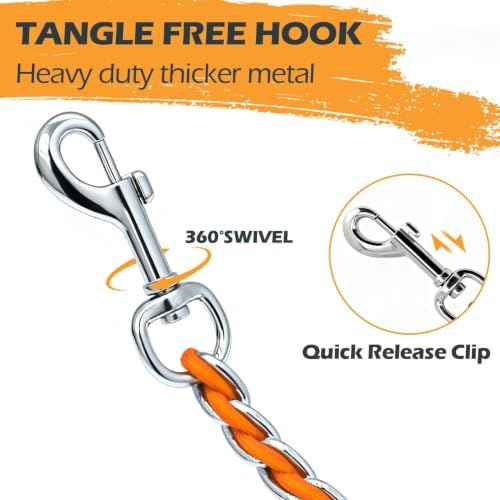 Chain Dog Leash, Bite-Proof Metal Leash, with Padded Handle