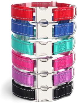 Reflective Dog Collar with Quick Release Metal Buckle Heavy Duty