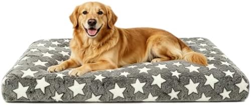 Orthopedic Dog Bed for Large Dogs, Washable Dog Mat with Removable Zippered Cover, Non-Slip Bottom, Comfort Crate Bed (Grey, L(35"*23"*3.1"))