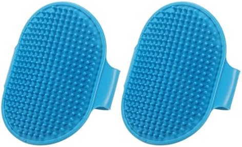 Dog Bath Brush, Silicone Pet Shampoo Brush with Adjustable Ring Handle Massage Scrubber Comb(2Pcs, Blue), for Long Short Hair Dogs and Cats Bathing Cleaning Shampooing