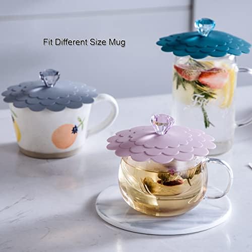 Extra Large Silicone Mug Cover - Colinda Cup Lid Cover For Tea & Coffee, Camping Mug Lid Outdoor Drink Cover Glass Wine Cover Hot Cup Lid, Food Grade, Anti-Dust & Bugs, Airtight Seal,Black