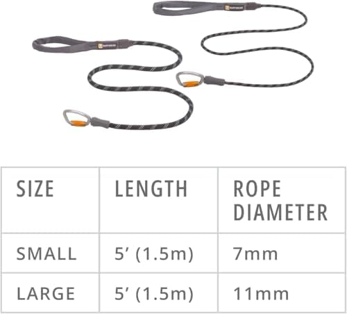 Ruffwear, Knot‑a‑Leash, Reflective 5 ft Rope Lead, Obsidian Black, Large
