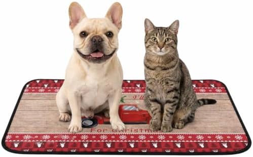 Washable Pee Pads for Dogs & Cats Brown Wooden Board Christmas Trucks Waterproof Leakproof Non-Slip Super Absorbent Reusable Training Pad for Potty Crate Playpen Bed Sofa 24"x36"