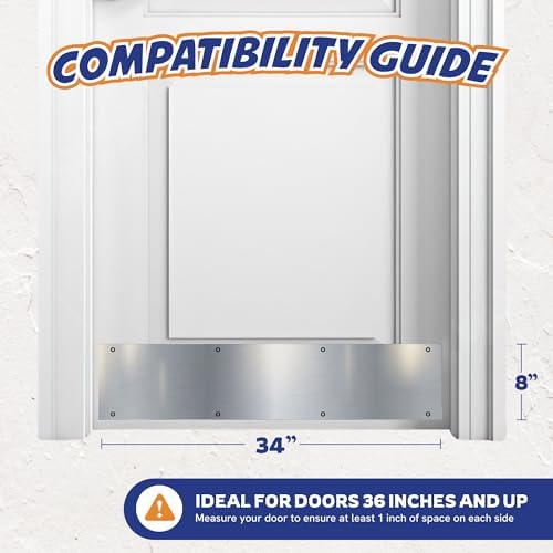 Panther Armor Silver Door Kick Plate & Push Plate Set, Dog Scratch Guard